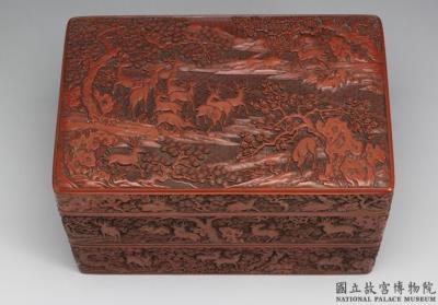 图片[3]-Rectangular box with pine, bamboo, plum, and deer design, carved cinnabar lacquer over wood, Ming dynasty, 16th-17th century-China Archive